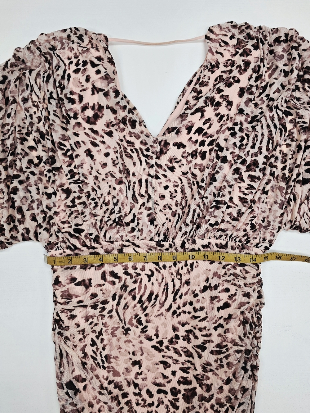 VENUS Pink Leopard Print Ruched Midi Dress - Picture 9 of 10